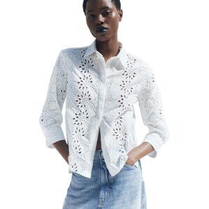 Zara ZW Collection Embroidered Poplin Shirt